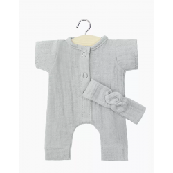 Babies - Combinaison Lili  et son headband Gris Clair