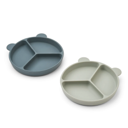 Assiette compartimentée Stacy - Lot de 2 Whale Blue / Dove Blue