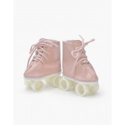 Paire de patins à roulettes en simili cuir rose